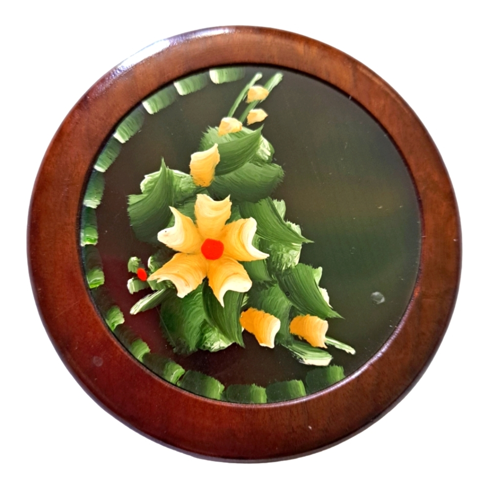 Vintage Hand painted Wood Trinket Box
